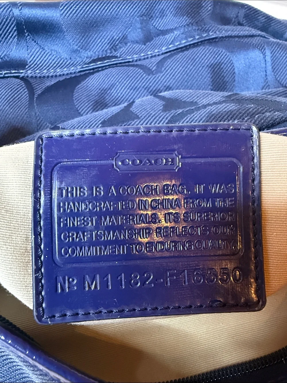 Coach Kyra Signature Jacquard Nylon Crossbody Messenger Bag Navy Blue F16550 EUC